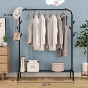 Clothes Dryer Rack With Shoes Racks Shelf / Removable Coat Dress Hanger Stand With Wheels