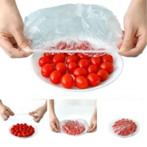 Set of 100 Disposable Plastic Stretchable Bowl Covers