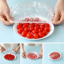 Set of 100 Disposable Plastic Stretchable Bowl Covers