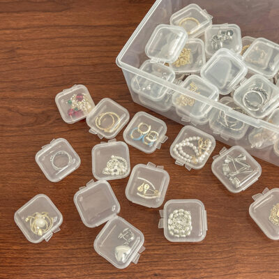 Square 3.5cm Mini Clear Plastic Storage Box Container