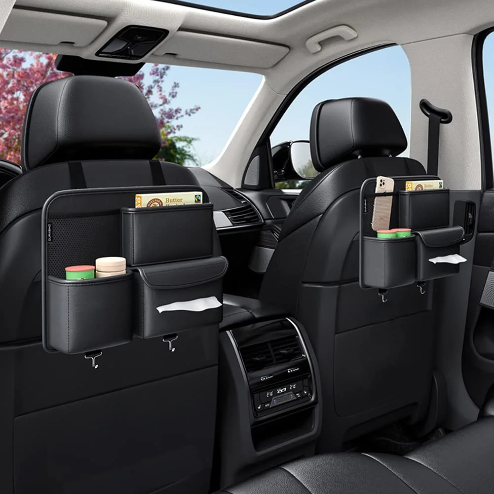 Car Backseat Organizer, Hanging PU Leather Car Seat Storage Box, Tissue Box and Cup Holder - Image 4