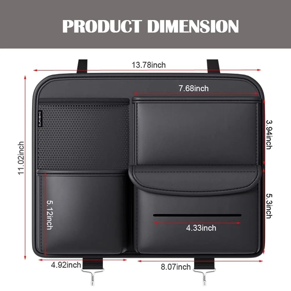 Car Backseat Organizer, Hanging PU Leather Car Seat Storage Box, Tissue Box and Cup Holder - Image 3