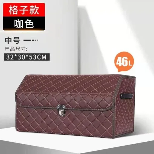 Portable Car Trunk Organizer Box Large Capacity Multiuse Tools Storage Bag Stowing Tidying Leather Folding