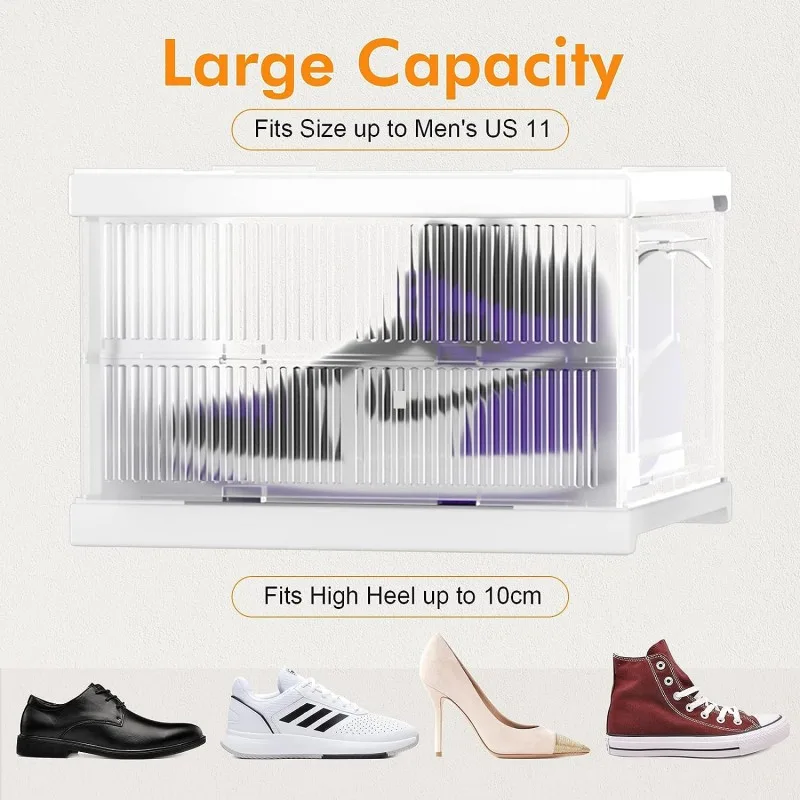 3 Pack Installation-Free Stackable Shoe Boxes Large Capacity, Shoe Organizer With Doors - Image 4