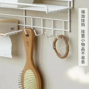 Alternative view of Bathroom Storage Shelf With Hooks And Soap Dish