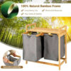 Bamboo Laundry Hamper With Dual Compartments