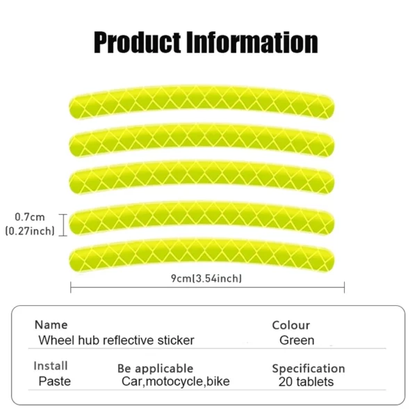 20PCS Universal Wheel Reflective Strips Stickers