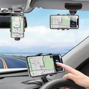 360 Degree Dashboard Car Mobile Phone Holder Rearview Mirror, Sun Visor Navigation adjustable