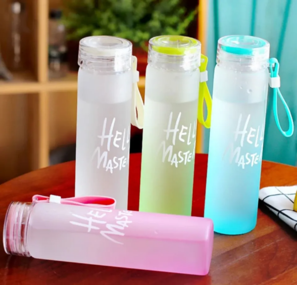 Hello Master Crystal Glass Water Bottle | Frosted Glass Drinking Bottle for Girls | Stylish and Eco-Friendly Hello Master Water Bottle