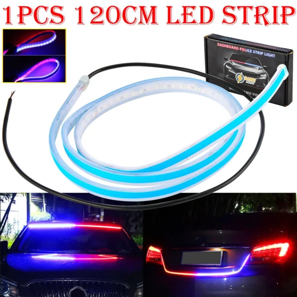 Red & Blue Flexible Car Dashboard Police Strip Light – Emergency SOS