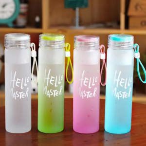 Hello Master Crystal Glass Water Bottle | Frosted Glass Drinking Bottle for Girls | Stylish and Eco-Friendly Hello Master Water Bottle