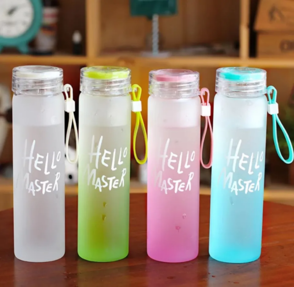 Hello Master Crystal Glass Water Bottle | Frosted Glass Drinking Bottle for Girls | Stylish and Eco-Friendly Hello Master Water Bottle