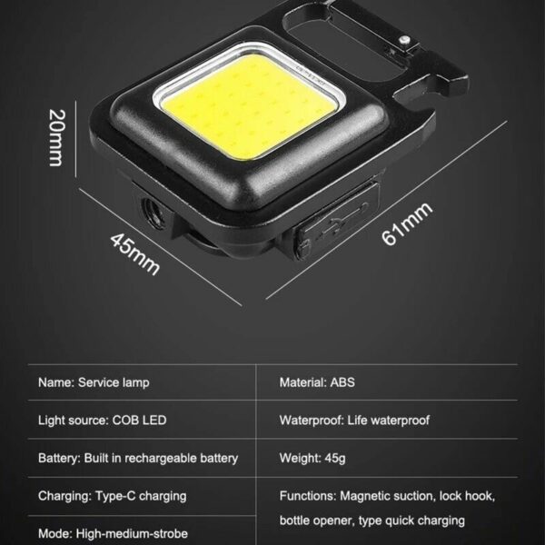 Multi Function COB Rechargeable Keychain Light