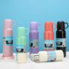 Stainless Steel Insulated Vacuum Flask Water Bottle Gift Set With 3 Cups