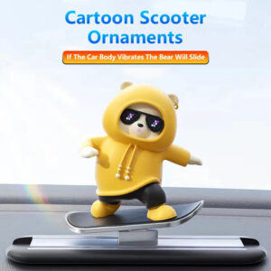 2024 New Dashboard Car Ornaments Skateboard Bear Sliding Bear Moving Bear Creative Car Cartoon Interior Decoration Orange
