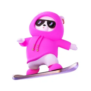 2024 New Dashboard Car Ornaments Skateboard Bear Sliding Bear Moving Bear Creative Car Cartoon Interior Decoration Purple