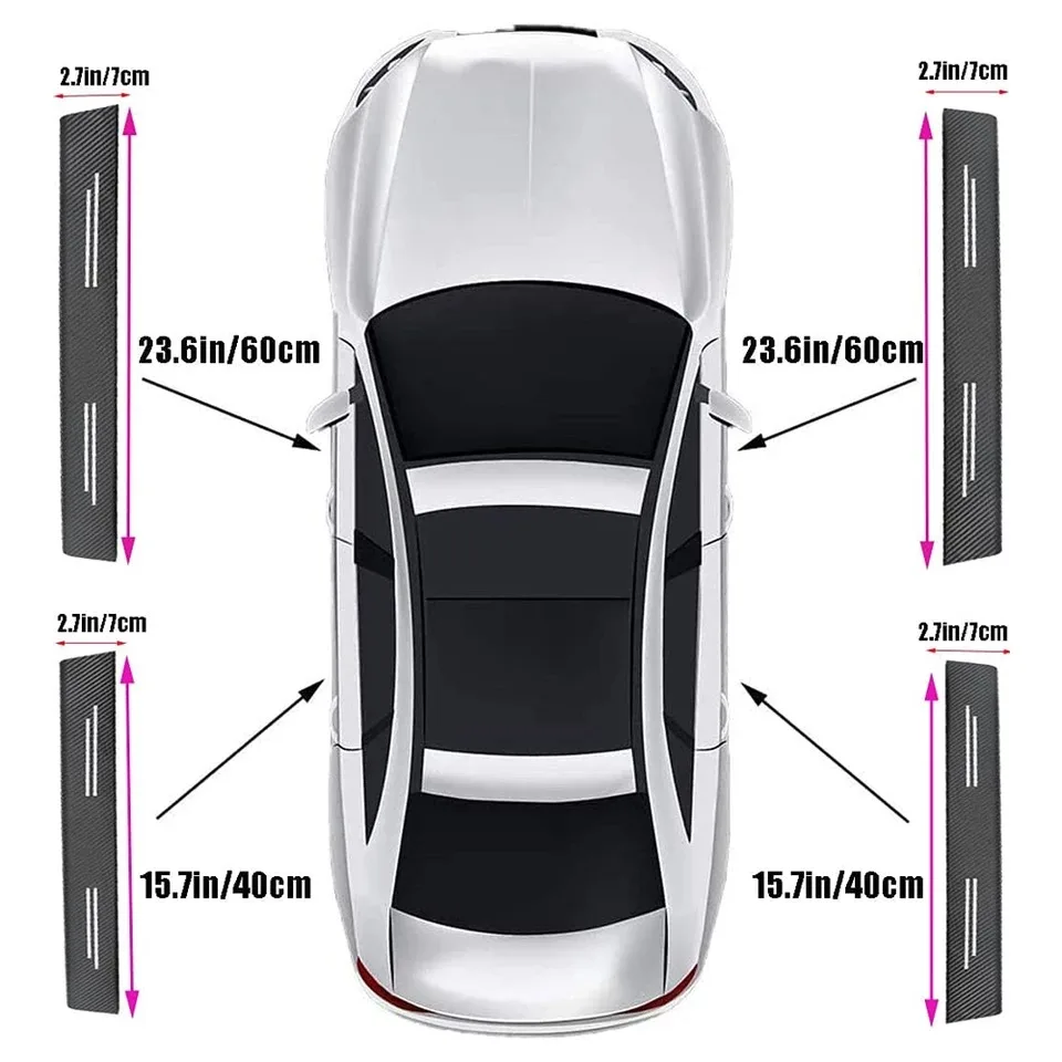 4-Piece Carbon Fiber Car Door Protection Stickers – Anti-Scratch and Anti-Stepping Guards - Image 2
