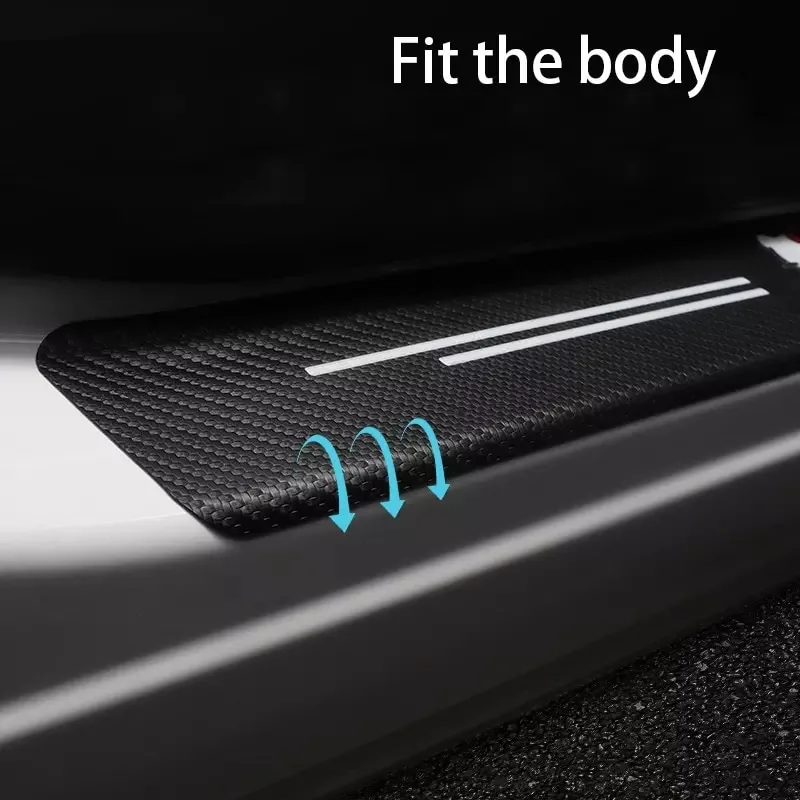 4-Piece Carbon Fiber Car Door Protection Stickers – Anti-Scratch and Anti-Stepping Guards - Image 3