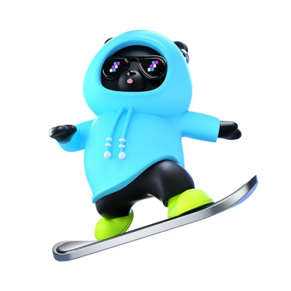 2024 New Dashboard Car Ornaments Skateboard Bear Sliding Bear Moving Bear Creative Car Cartoon Interior Decoration Blue