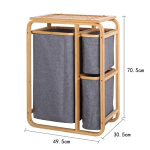 3 GRID BAMBOO LAUNDRY BASKET