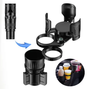 4-in-1 Adjustable Car Cup Holder Expander with 360° Rotation and Compass
