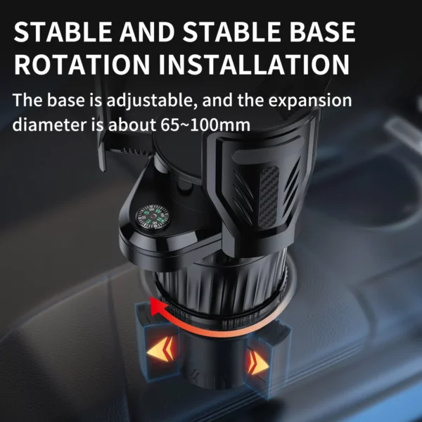 4-in-1 Adjustable Car Cup Holder Expander with 360° Rotation and Compass