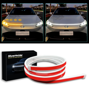 Dynamic White & Amber LED Car Hood Strip Lights – 12V