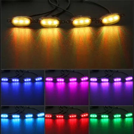 Led 7 Color Grill Lights 4Pcs Smoke Lens Smartphone APP Control/Music/Timing/Flashing Strobe Modes - Image 2