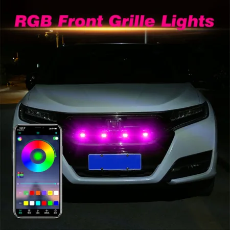 Led 7 Color Grill Lights 4Pcs Smoke Lens Smartphone APP Control/Music/Timing/Flashing Strobe Modes - Image 3