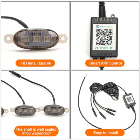 Led 7 Color Grill Lights 4Pcs Smoke Lens Smartphone APP Control/Music/Timing/Flashing Strobe Modes - Image 7