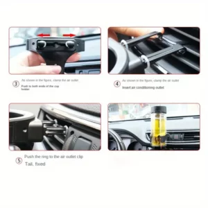 Pack of 2 Adjustable Car Cup Holder – Universal AC Vent Clip with Swivel Base for Drinks