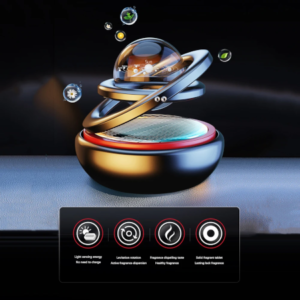 Solar Rotating Double-Ring Crystal Car Air Freshener