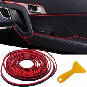 Universal Car Internal Moulding Decoration Flexible Strips Car Dashboard Door Edge Cover Red