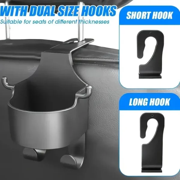 1pc Multi-Functional Car Seat Back Hook 2-in-1 Cup Holder