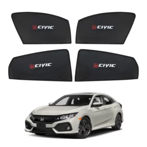 Honda Civic High Quality Sun Shade with Logo 4Pcs – Black – 2016-21