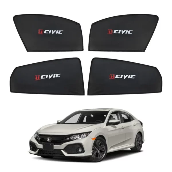 Honda Civic High Quality Sun Shade with Logo 4Pcs – Black – 2016-21