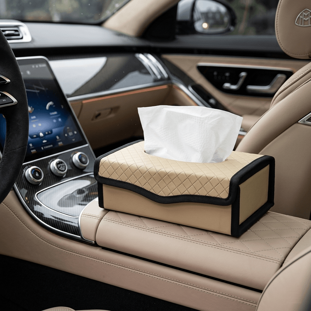 Car-Office-Tissue-Box-Holder-Beige