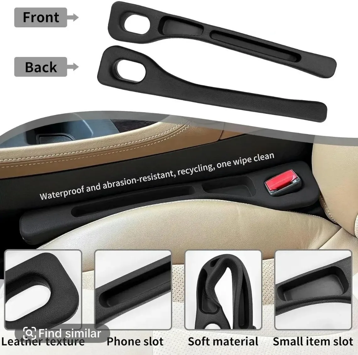 2 PC Universal Car Seat Gap Filler Leak Proof Seat Gap Storage Organizer Interior Decoration - Image 5