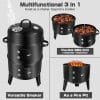 3 In 1 Vertical Charcoal Smoker,16 Inches Separable BBQ Smoker Grill