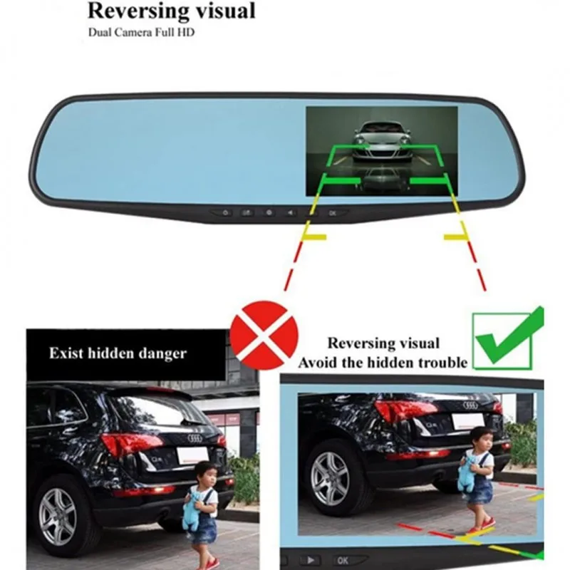 Vehicle Inner Mirror Black Box DVR full HD Dual Rec- 12v - Image 3