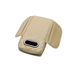 Car Center Console Armrest Cushion with Tissue Box Holder Beige