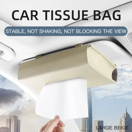 Car Sun Visor Large Tissue Box Holder – Beige
