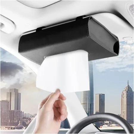 Car Sun Visor Large Tissue Box Holder – Black