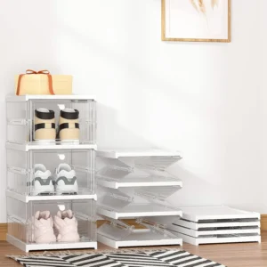 Alternative view of Modern Style Plastic Transparent Foldable 3 Layer Shoe Rack Organizer Cabinet