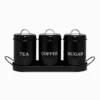 3-Piece Tea Coffee Sugar Jar Set with Tray