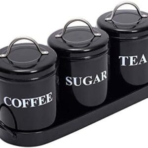 Alternative view of Elegant Kitchen Storage 3-Piece Tea, Coffee & Sugar Jar Set with Tray
