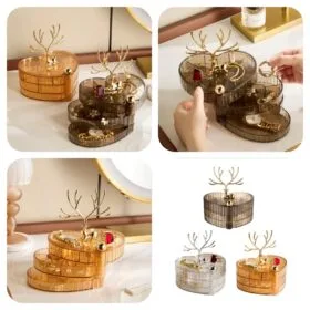 3L Acrylic Deer Jewelry Organizer | 3-Layer Acrylic Jewelry Stand (Random Color)