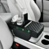 Car Armrest Cushion with Cup Holder and Tissue Box Black