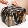 Dual Pouch Dream Travel Bag, Transparent Makeup Bag Organizer, Dry Wet Separation Cosmetic Case, Large Capacity Cosmetic Bag, Beauty Case Travel Makeup Wash Bag, Women Zipper Portable Makeup Bags