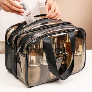 Dual Pouch Dream Travel Bag, Transparent Makeup Bag Organizer, Dry Wet Separation Cosmetic Case, Large Capacity Cosmetic Bag, Beauty Case Travel Makeup Wash Bag, Women Zipper Portable Makeup Bags